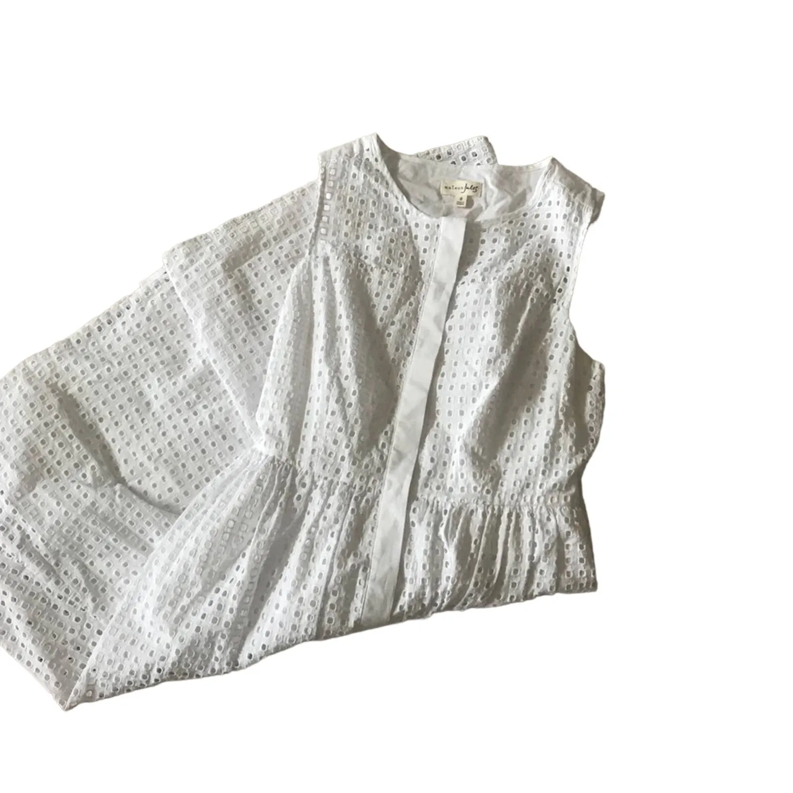 MAISON JULES Womens White Eyelet‎ Dress - Image 5