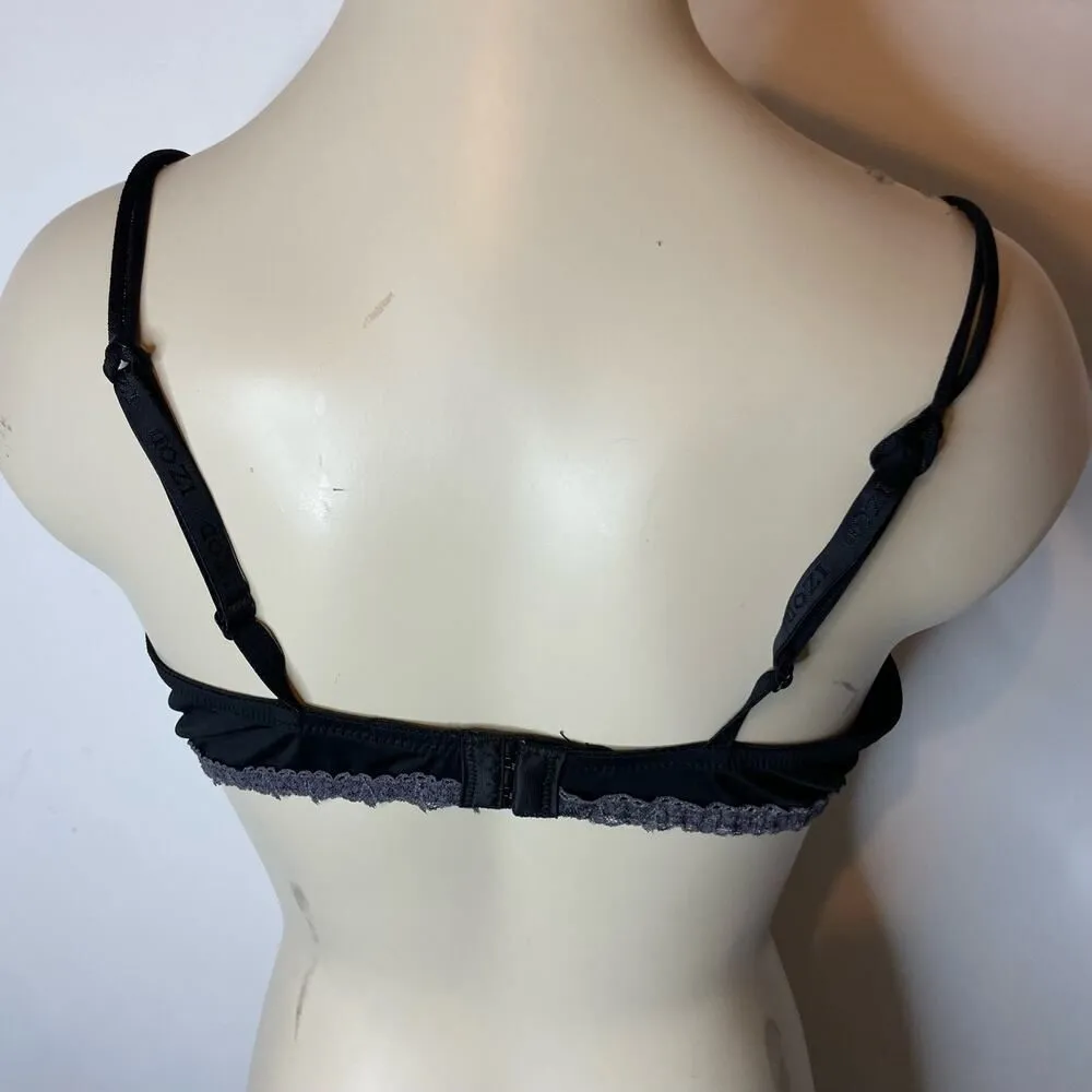 NEW Izod Bra 38C Black Padded Lined Underwire Solid Intimates Underwear Lace - Image 3