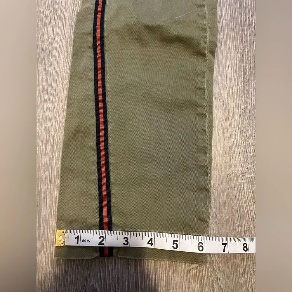 Anthropologie Relaxed Chino Pant Olive Green Orange Navy Racing Stripe Size 27 - Image 5