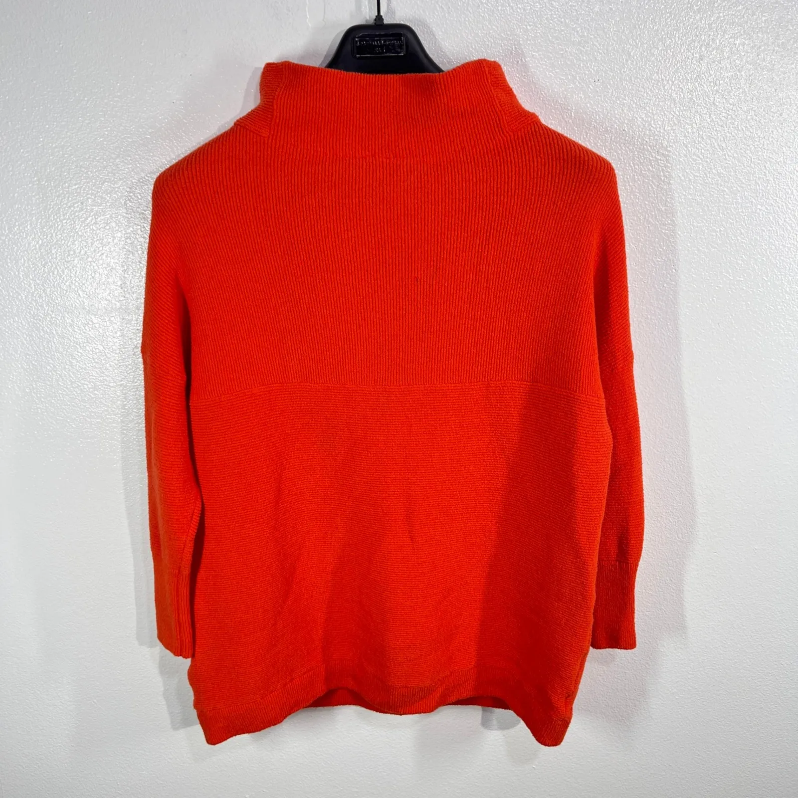 Free People Ottoman Slouchy Tunic Sweater Orange Ribbed Mock Neck Size S/M Cozy - Image 3