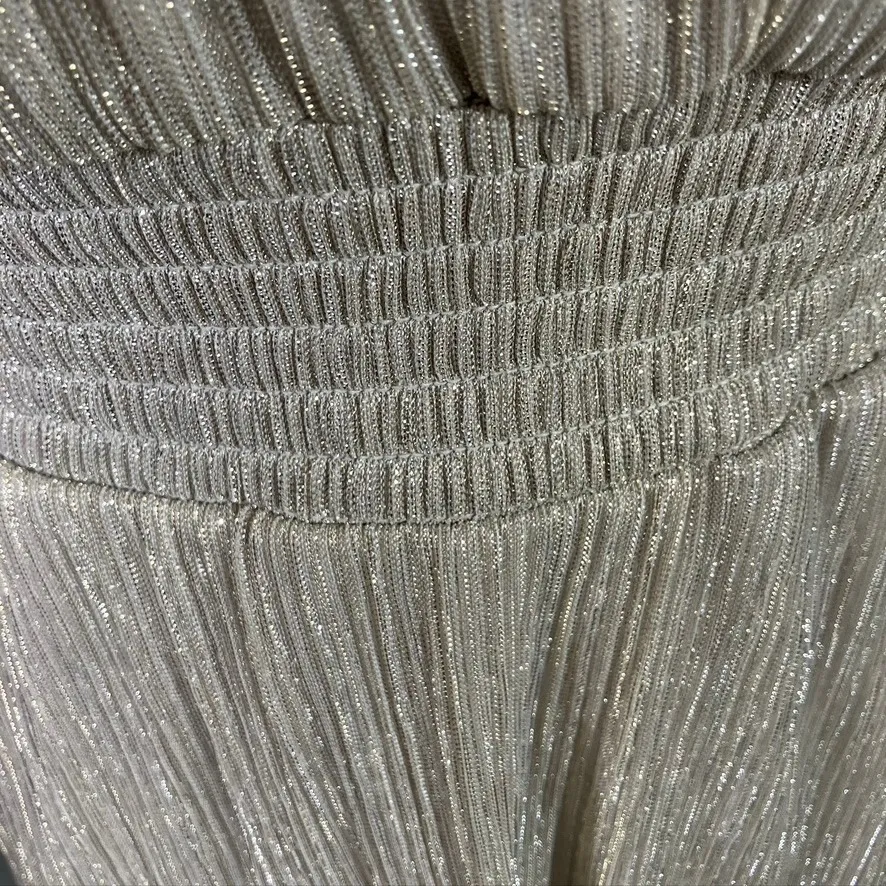 Vince Camuto Champagne Metallic Dress Tiered Maxi Smocked‎ Waist XS - Image 5