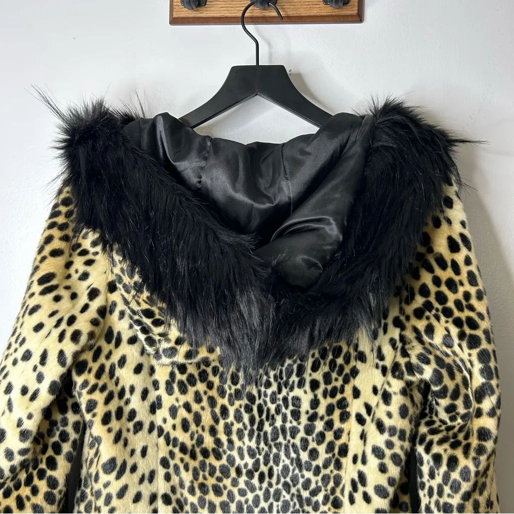 Donna Saylers Fabulous Furs Faux Fur Full Length Hooded Coat Size M NWT Black Size M - Image 7