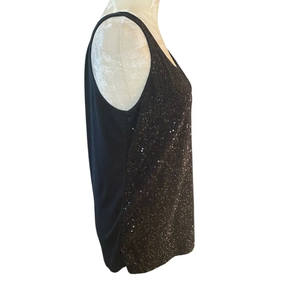 New York & Co women's large black sleeveless pullover tank top with sequin - Image 3