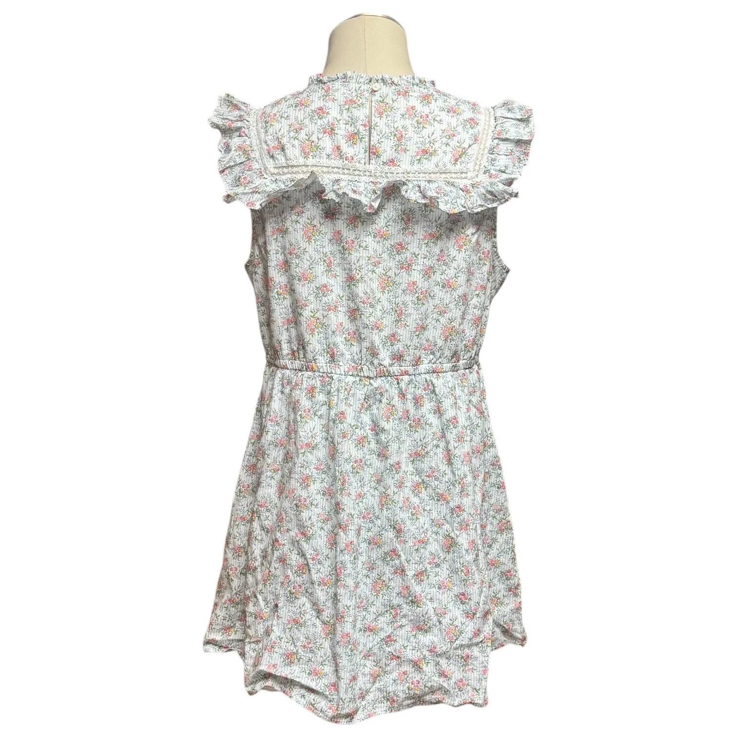 J.Crew Liberty Fabric Winding Roses Sleeveless Dress Blue White Stripe Large - Image 4