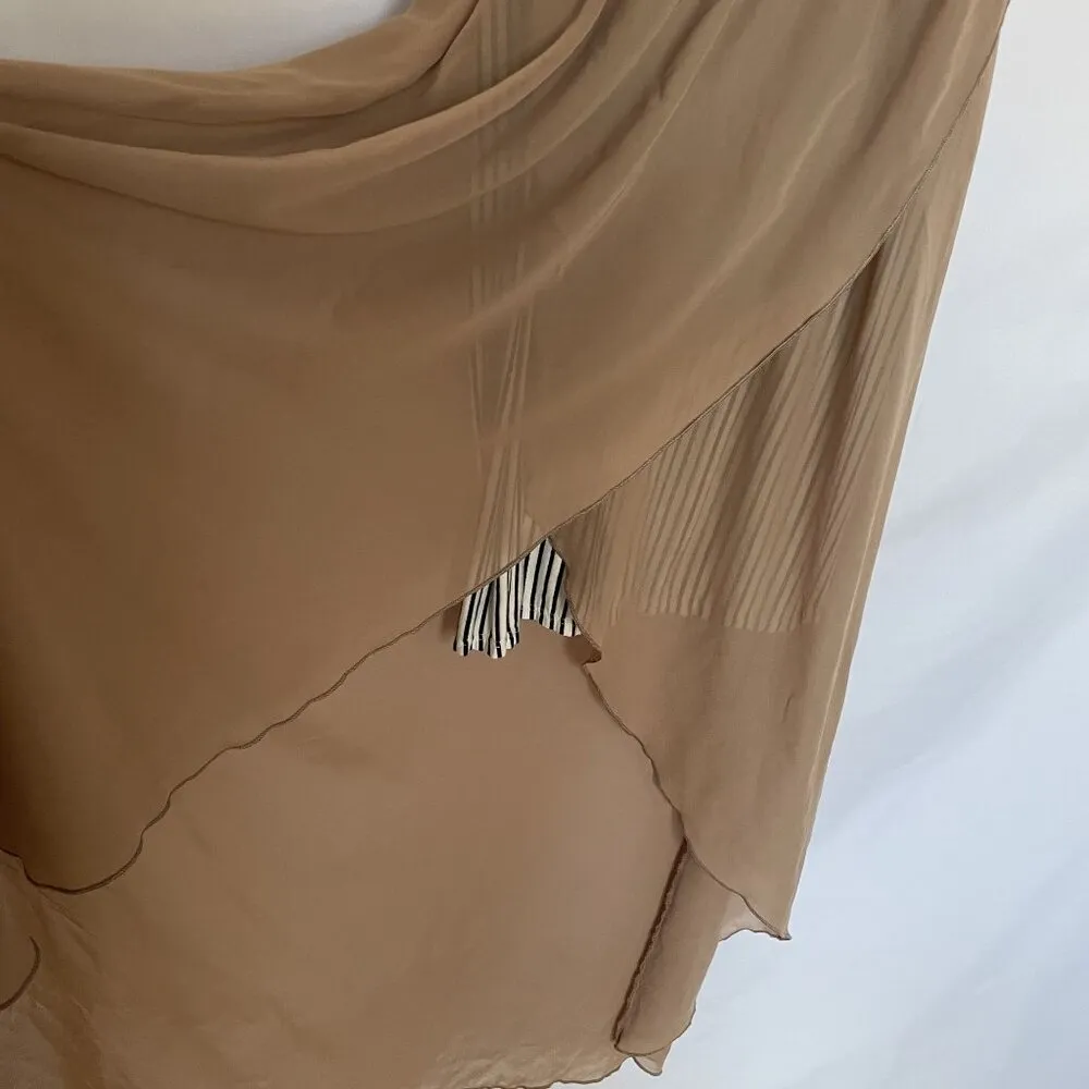 Anthropologie BKE Black White Striped Top Beige Chiffon Asymmetrical Maxi Dress - Image 4