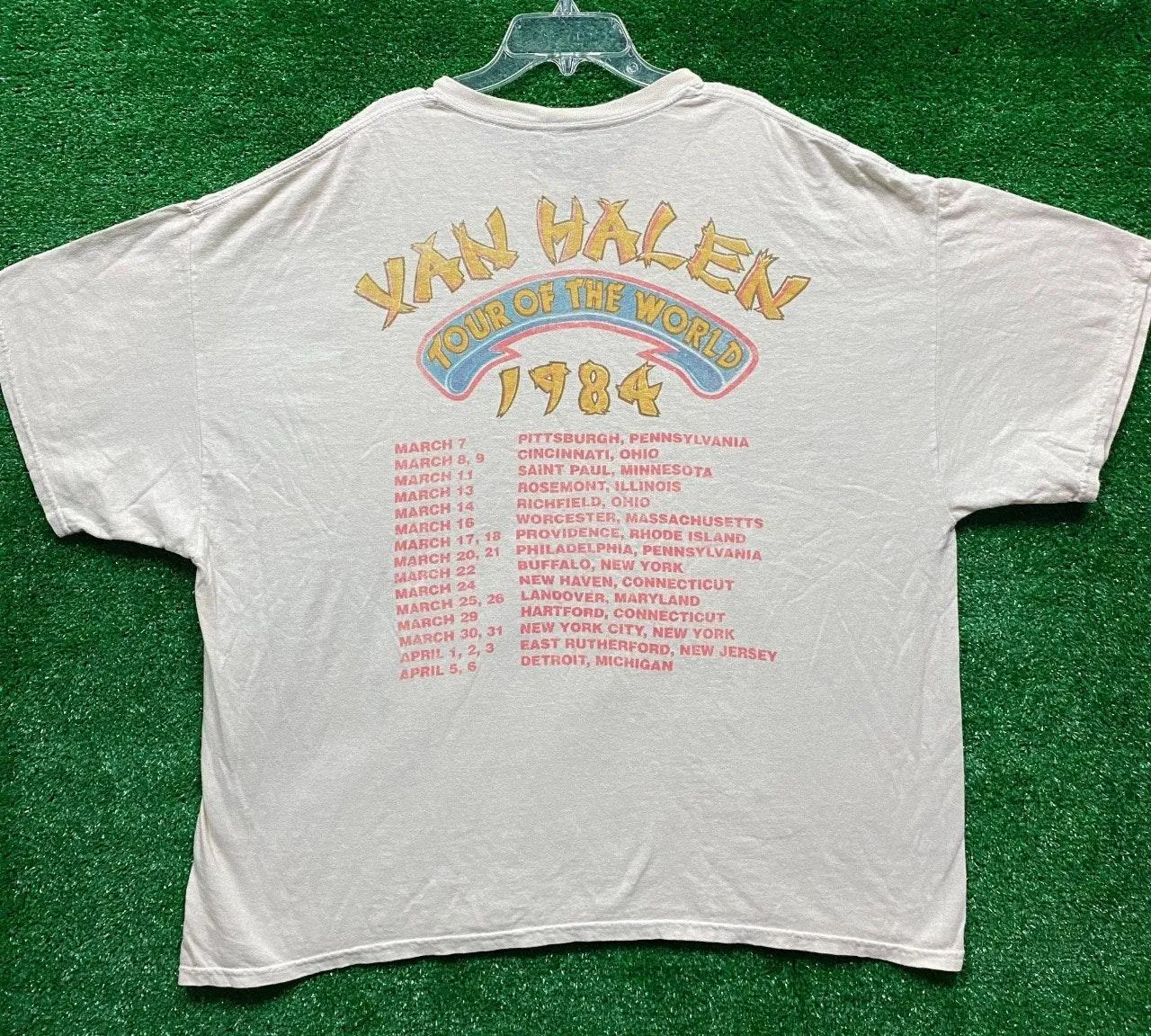 Urban Outfitters Van Halen 1984 World Your Oversized Distressed Rock Tee O/S White - Image 2