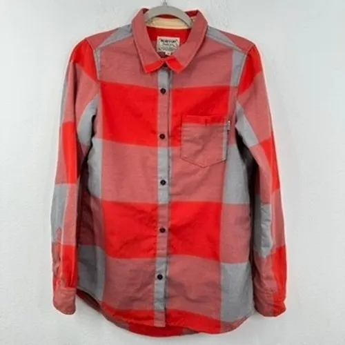 Burton Red Flannel Shirt Button Up Plaid Women's Medium‎ Ski Snowboard Outdoor - Image 9