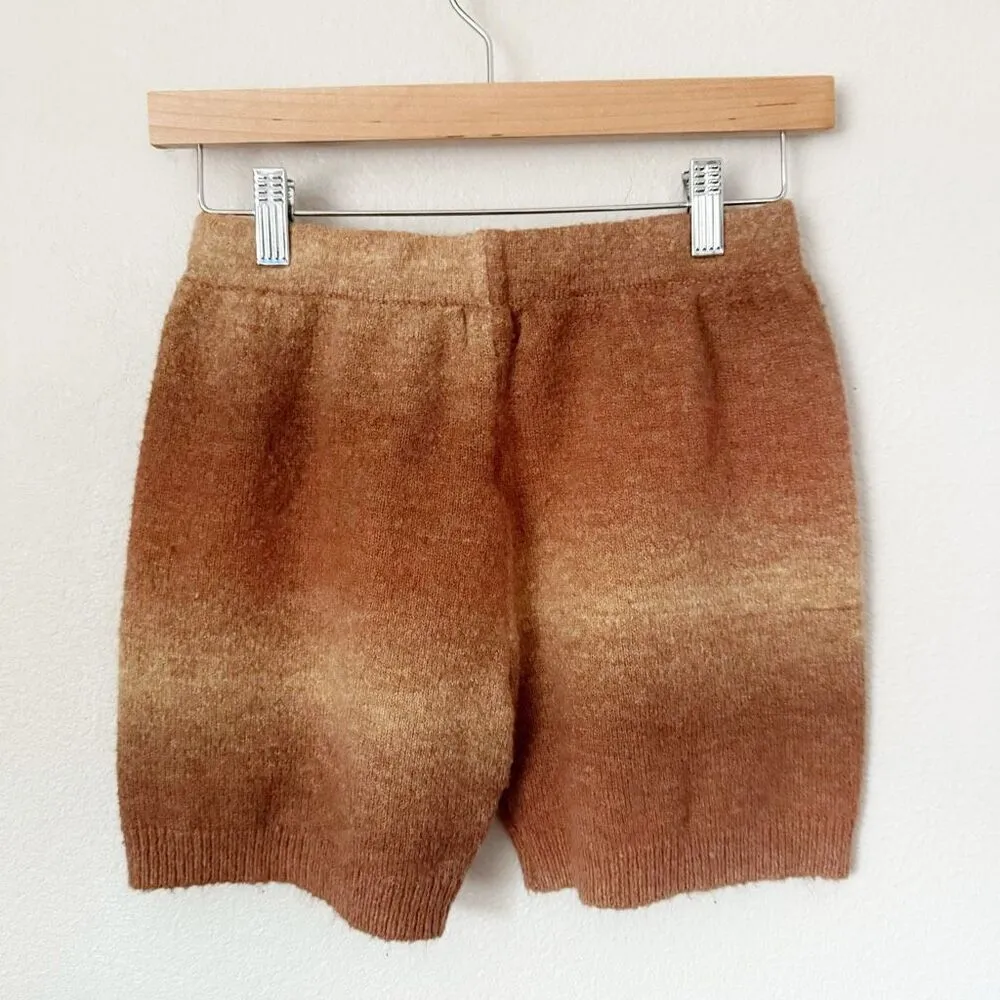 PINK DIAMOND | Ombré High Waist Brown Tan Sweater Shorts Knit Stretch | Small - Image 4