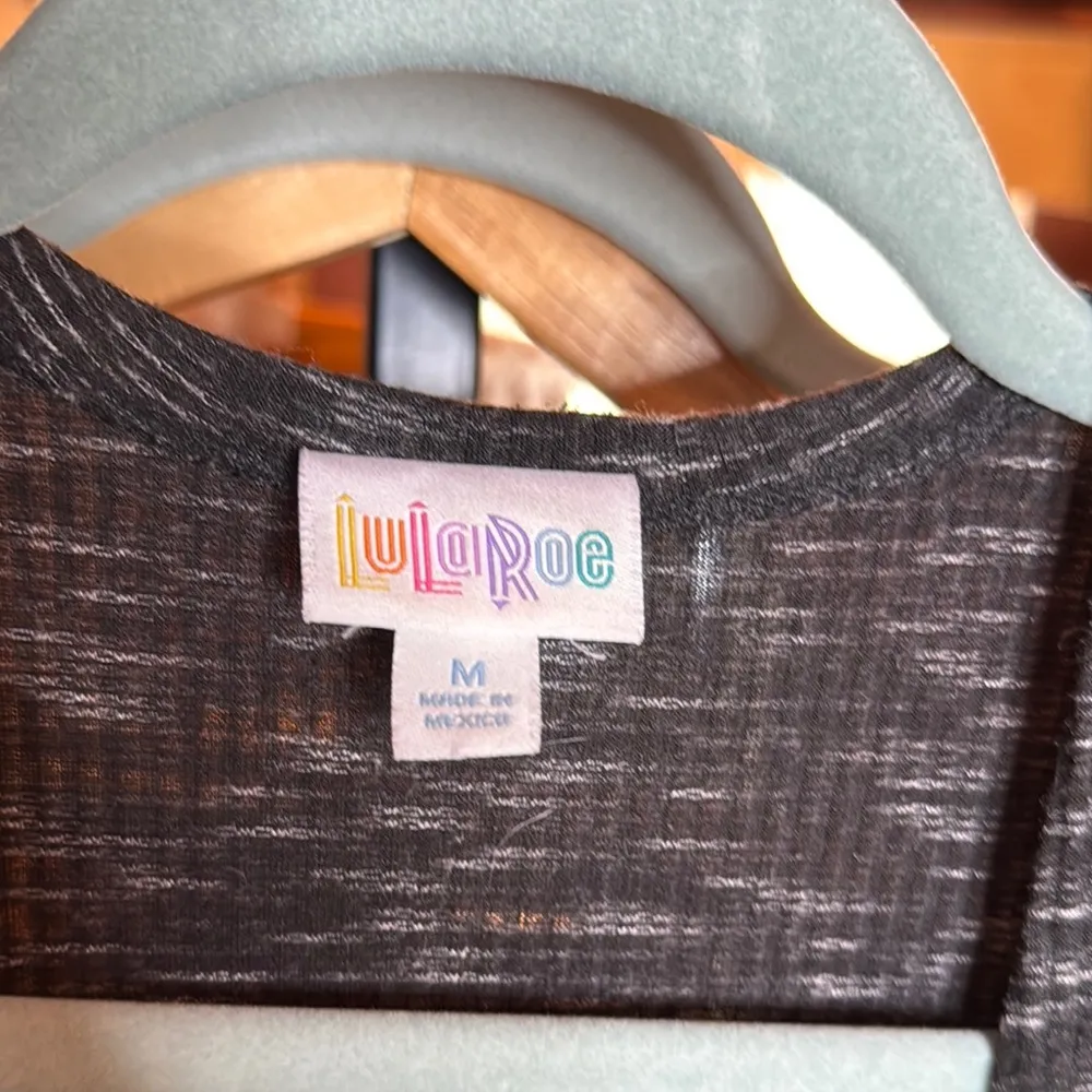 LuLaRoe  Joy Vest Black Gray Sleeveless Open Cardigan Size Medium - Image 2