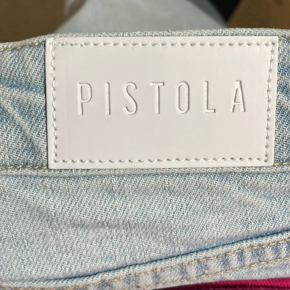 Pistola Denim Jean Mini Skirt Distressed Raw Hem Light Wash Blue Size 27 - Image 6