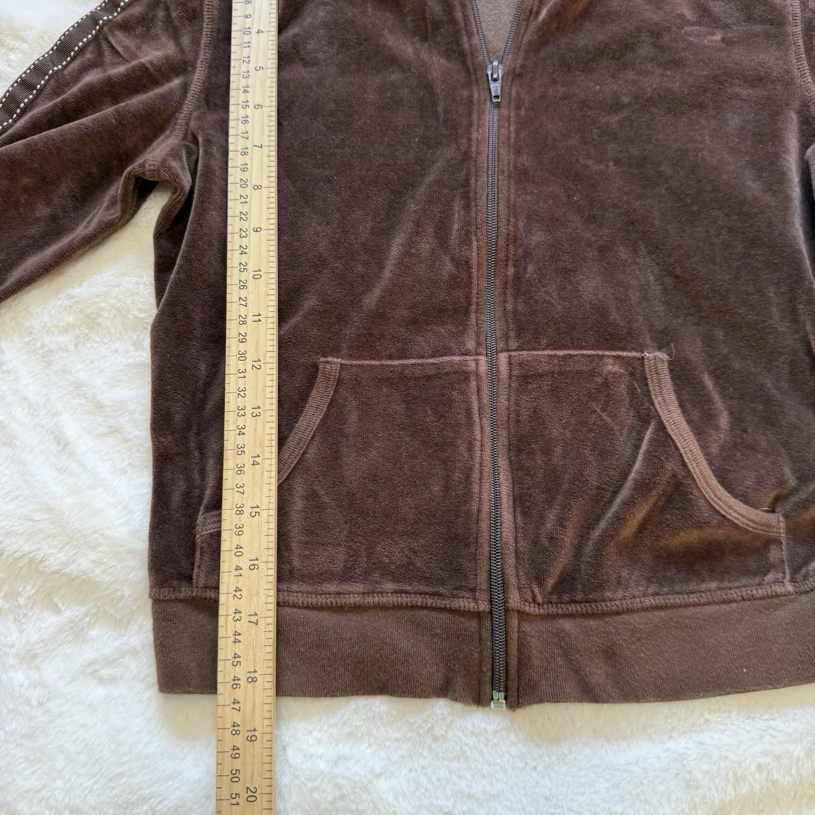 Wet Seal Velour Jacket Brown Teddy Women's Size Small 2000s Zip Up Hoodie Y2K - Image 3