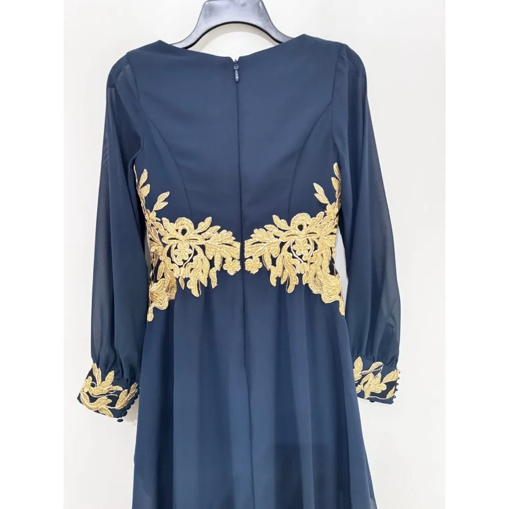 JJ ‘S Jumpsuit/Pantsuit V-Neck Floor-Length Chiffon Evening Dress With Appliques - Image 3