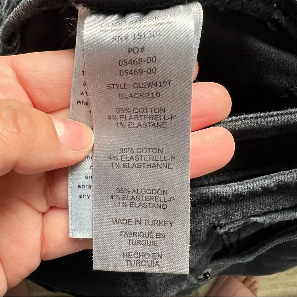 Good American Good Waist Slit Jeans GLSW419T Black210 Size 6 / 28 - Image 8