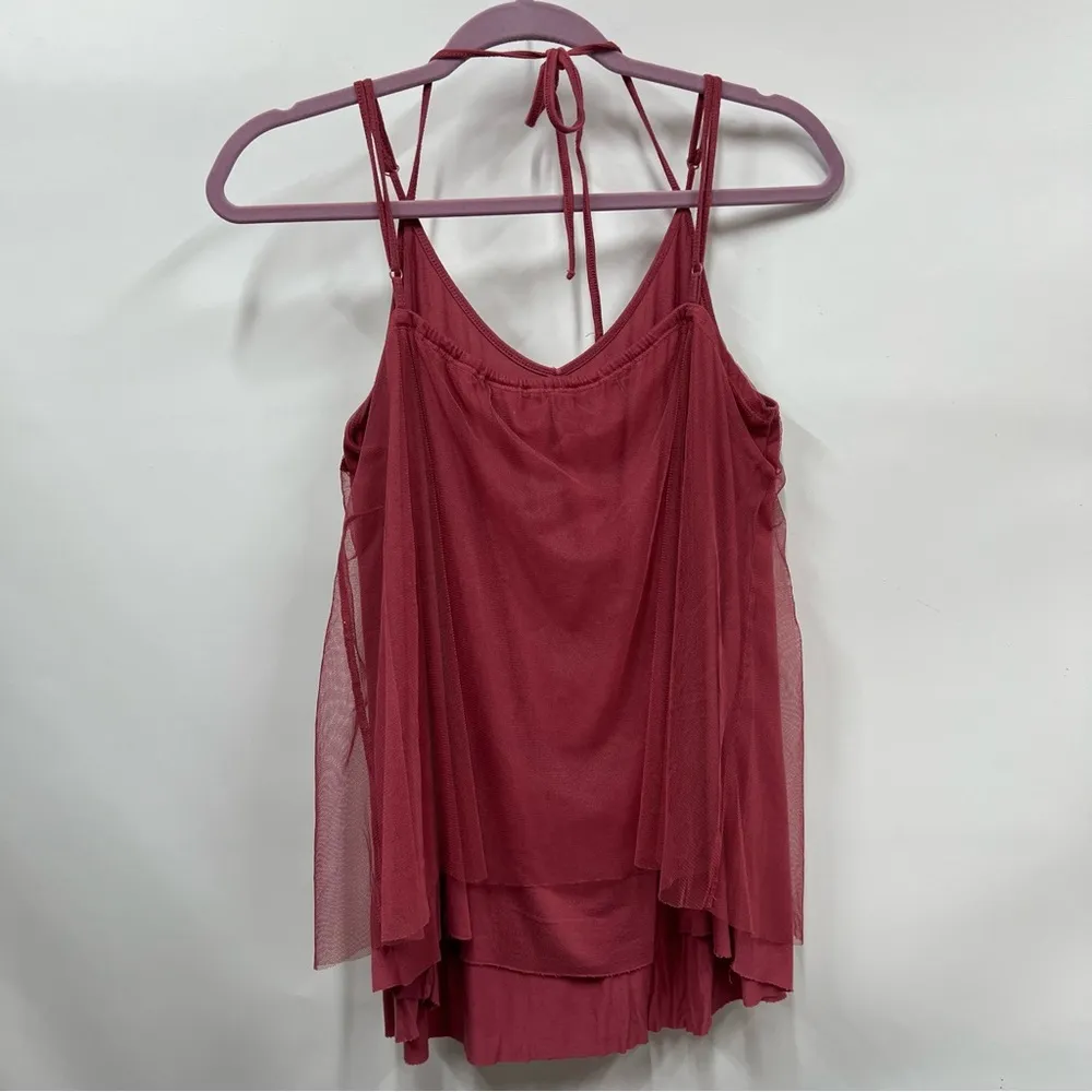 Embroidered mesh Floral Pink Women's Top xl strappy tank boho Y2K festival cami - Image 12