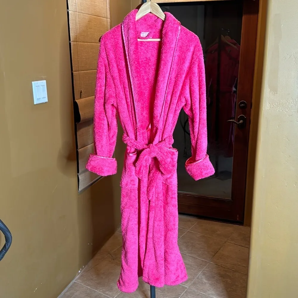 Bath & Body Works Plush Fuchsia Pink Maxi Robe Size L / XL Cozy Spa Belted - Image 2