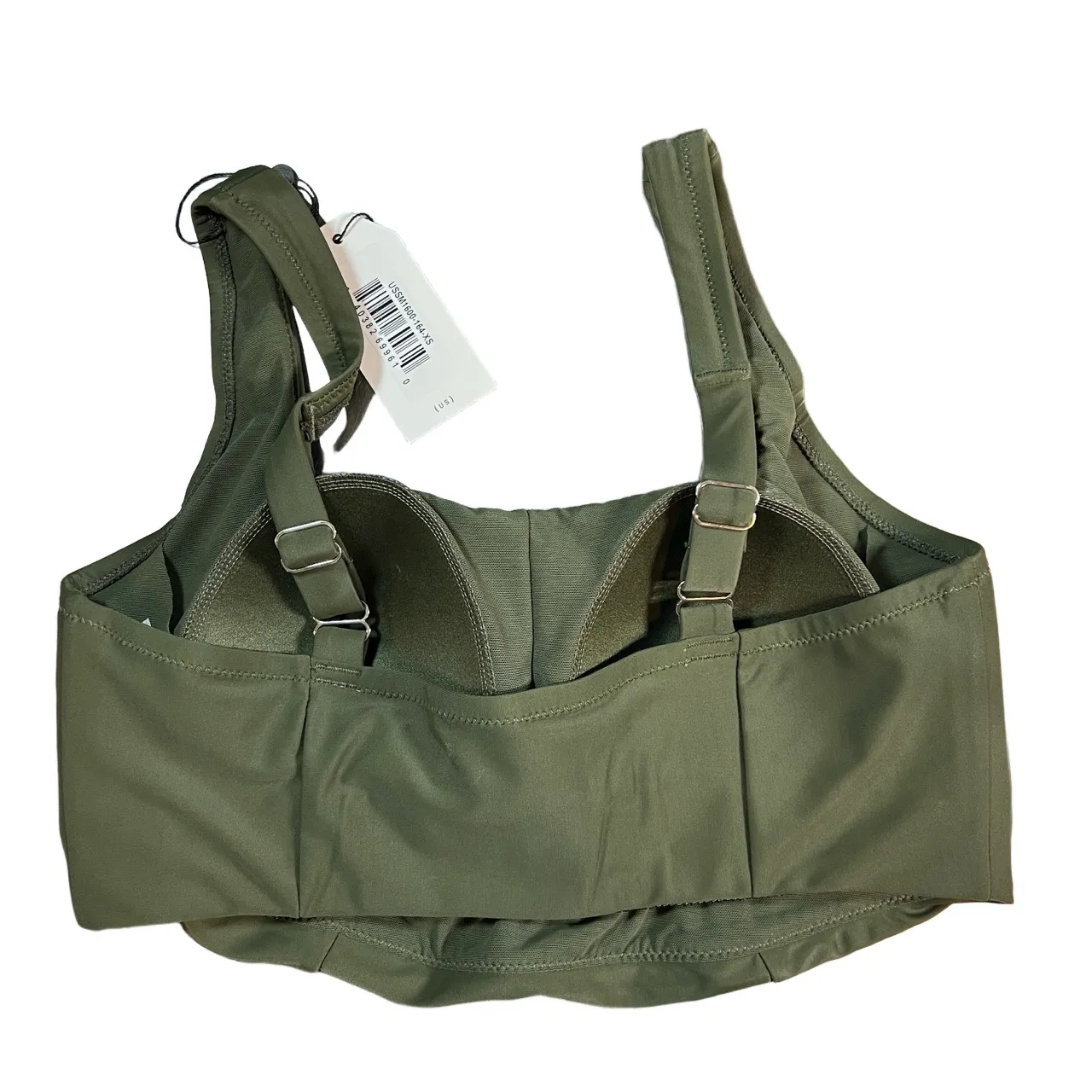 Universal Standard Olive Green Bikini Top Square Neck Molded Cups XS / 10-12 New - Image 2