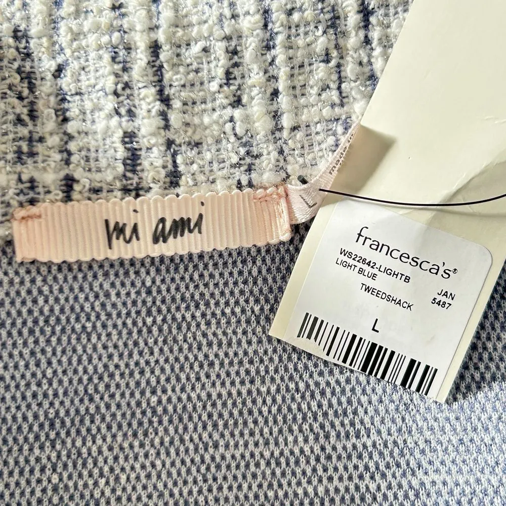 Francesca's Moriah Tweed Light‎ Blue Shacket NWT - Image 11