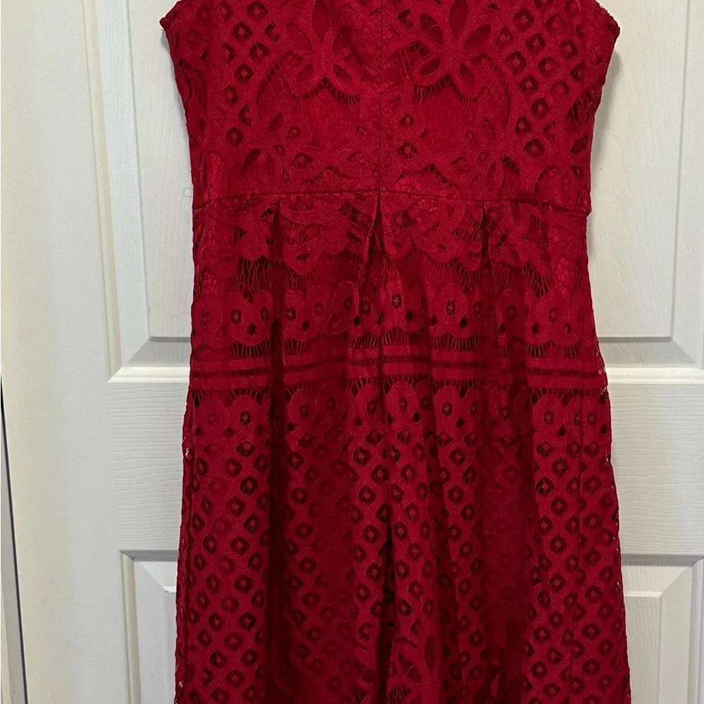 VEIISAR Womens Fashion Sleeveless Lace Fit Elegant Cocktail Party Dress size L Red Size L - Image 3
