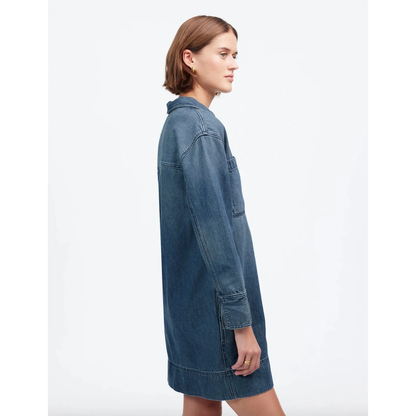 Madewell Popover Mini Dress Airy Denim Long Sleeve Blue Croswell Wash XXS NWT - Image 4