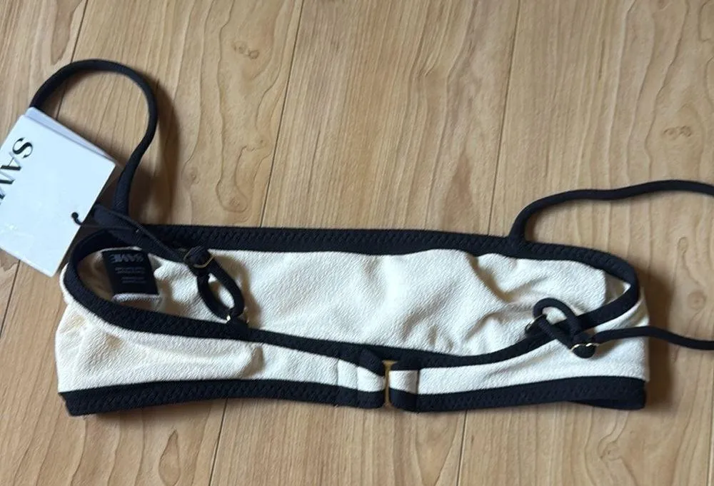 BANDEAU TOP Faux Suede Cream/Black Size XS - Image 4