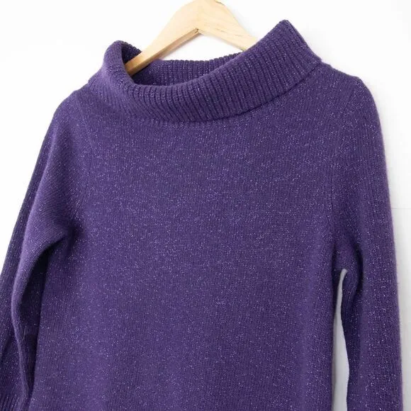 NWOT vineyard vines Lambswool Cashmere‎ Cowl neck Sweater, sparkly Purple, Small - Image 5