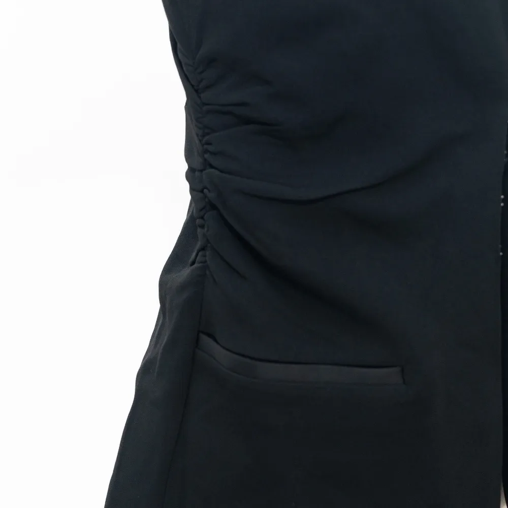 Jonathan Simkhai Satin‑Trim Ruched Crepe Jacket | Designer Blazer Size 0 Black - Image 6