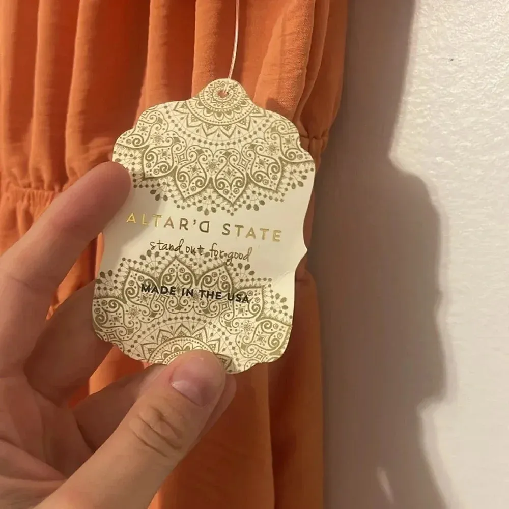 ALTAR’D STATE peach orange ruffle sleeve short dress NWT - Image 7