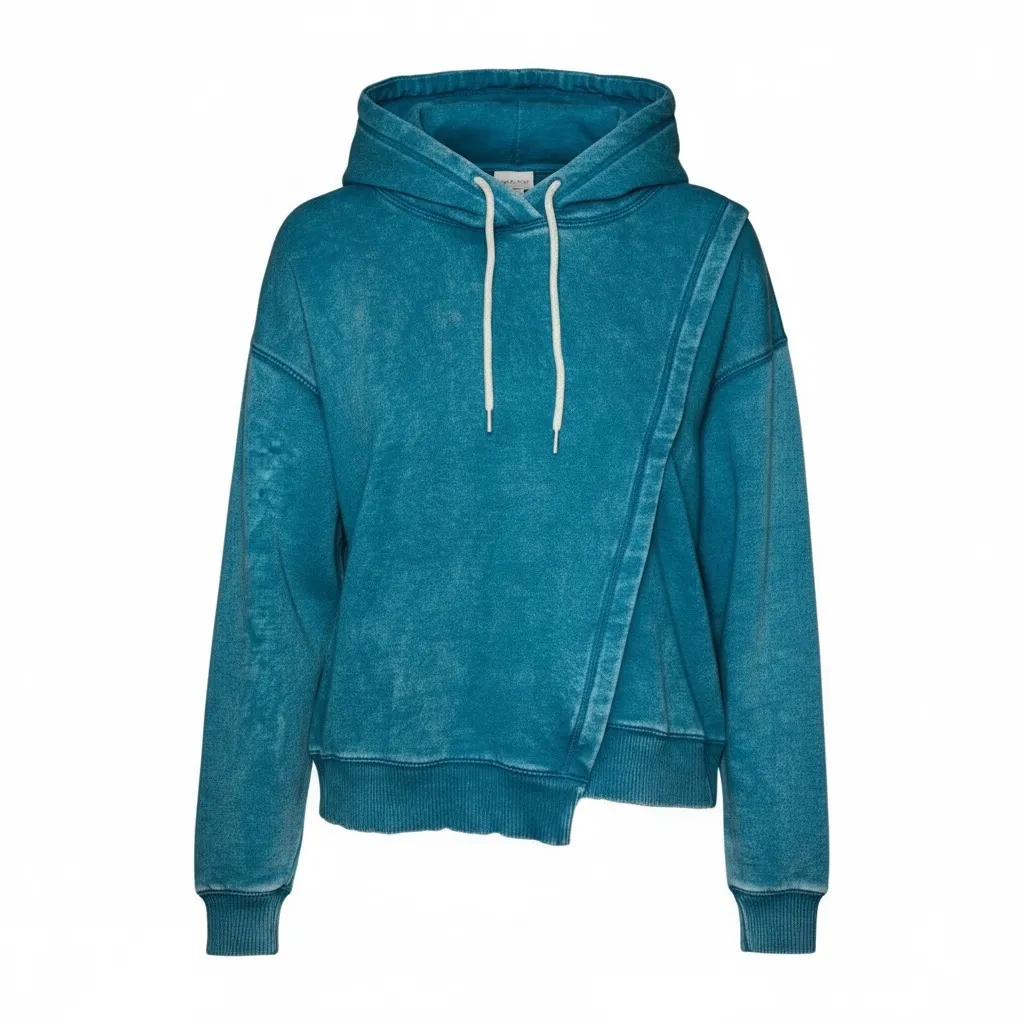 ZENANA OUTFITTERS Asymmetric Haven Hoodie in Teal in Medium Like New - Image 2