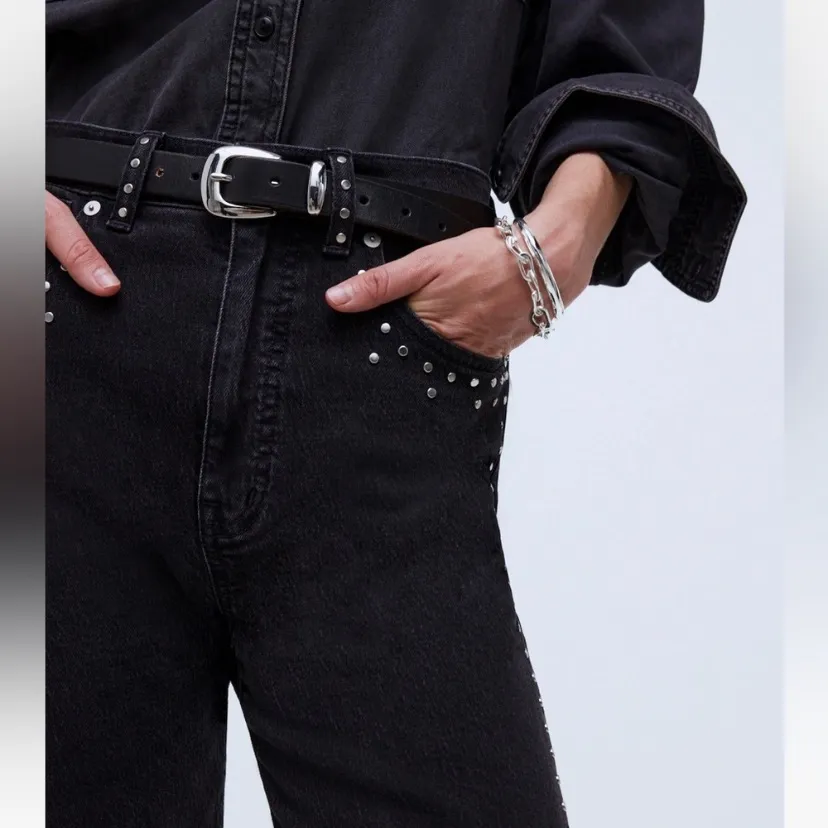 NWT Madewell Limited-Edition Drop: The‎ Studded '90s Straight Jean size 26 black - Image 6