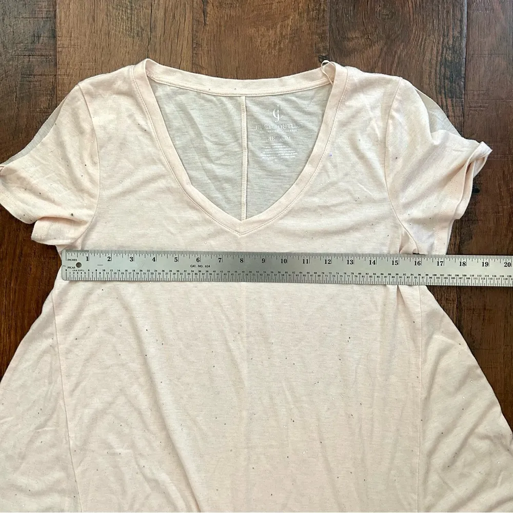 JUICY COUTURE peach glitter shark bite tissue tee, Size M - Image 7