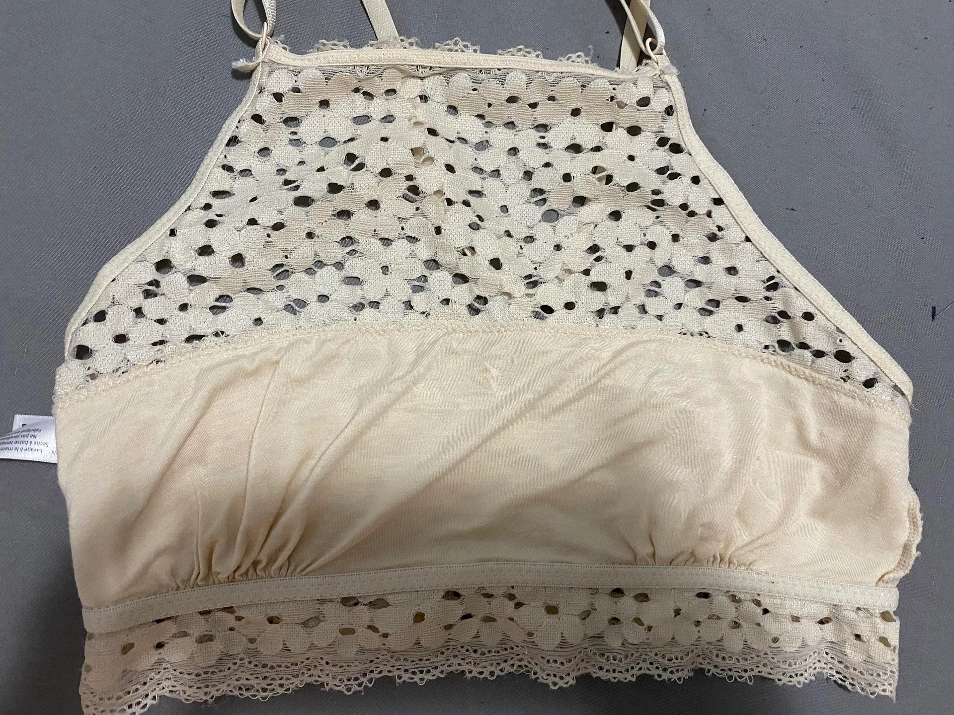 Lace Crop Top 👑 Tan Size M - Image 3