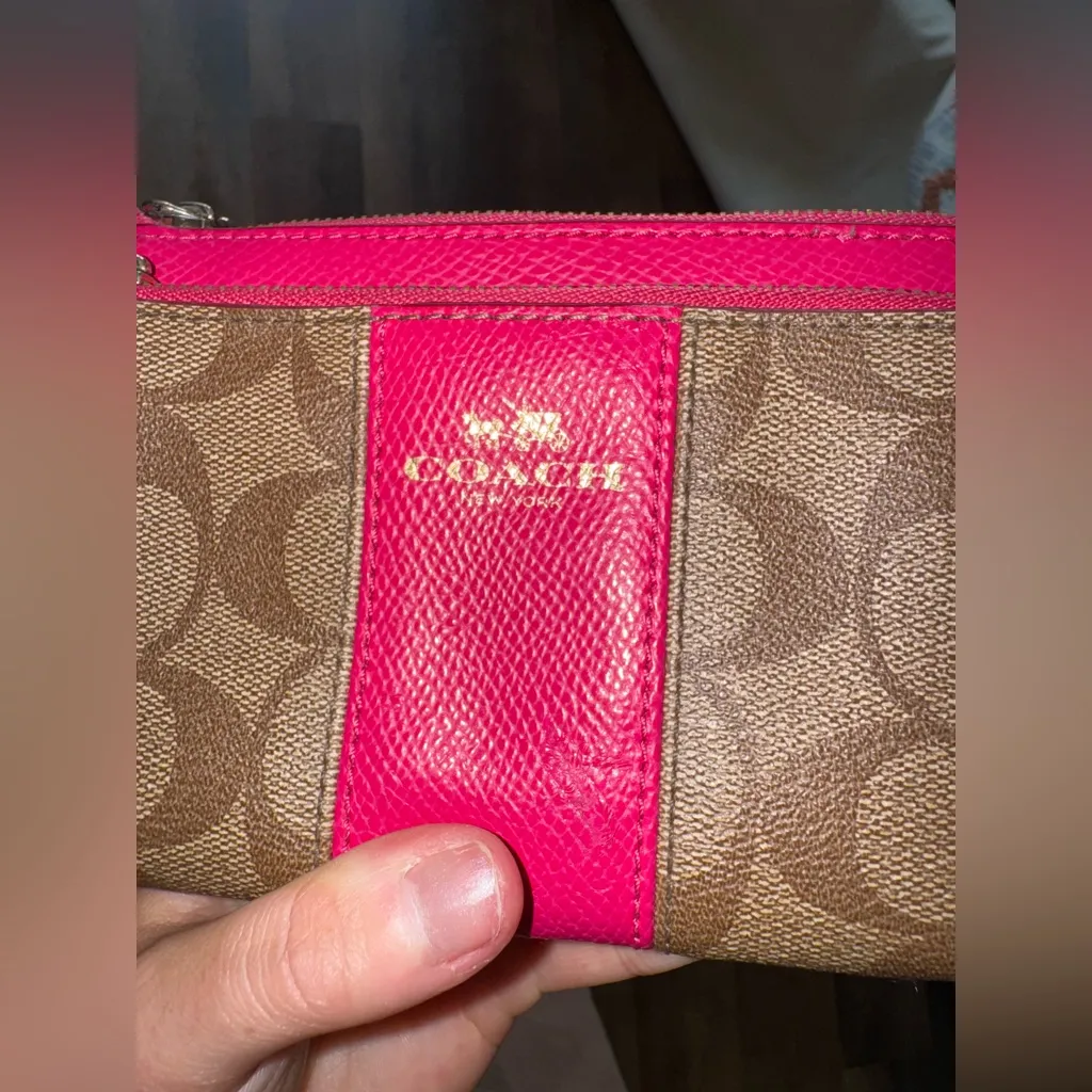 Coach Pink and Tan Wristlet - Image 10