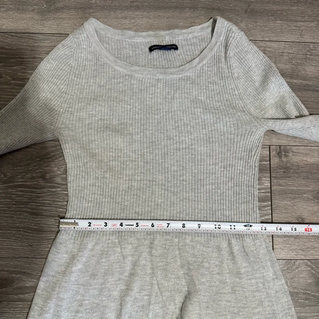 American Eagle Outfitters Women Light Gray Long Sleeve Fit & Flare Dress Size S - Image 14