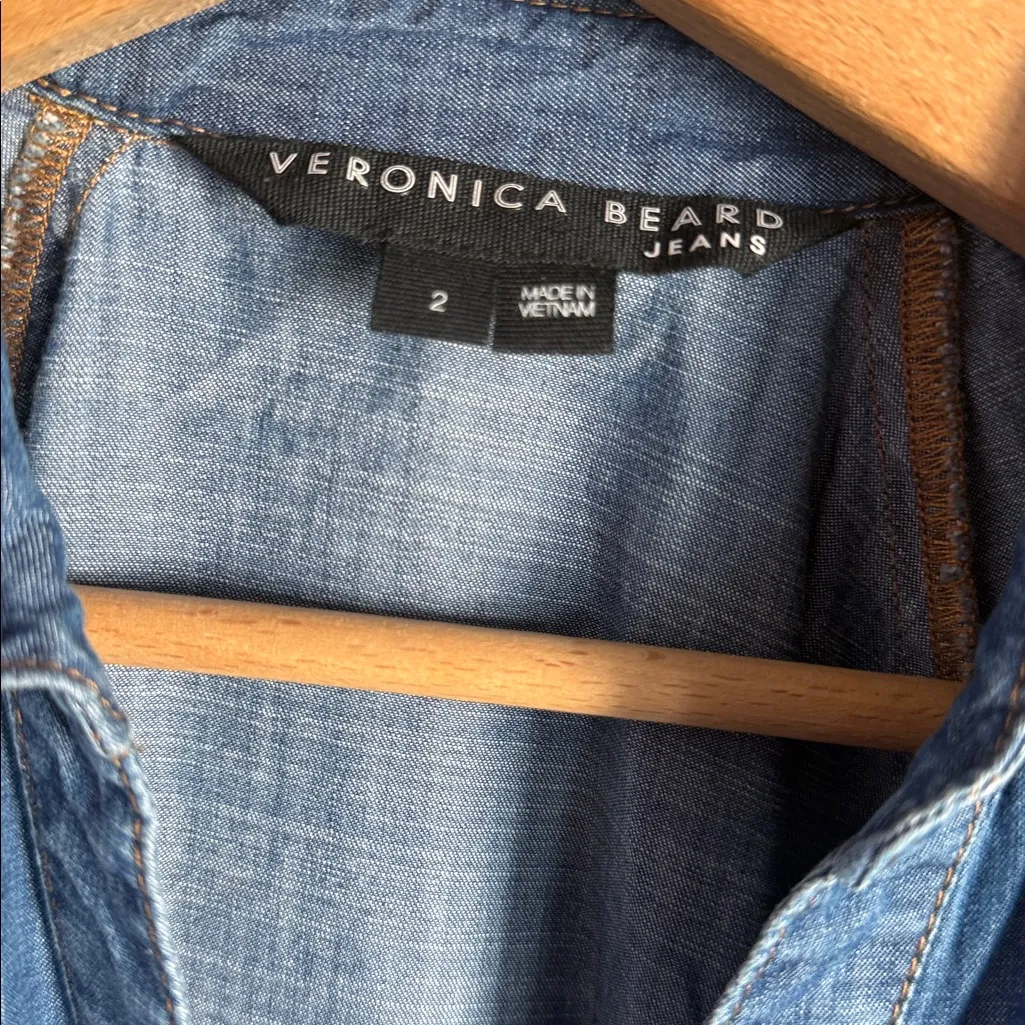VERONICA BEARD Allie Ruched Chambray Minidress XS - Image 7