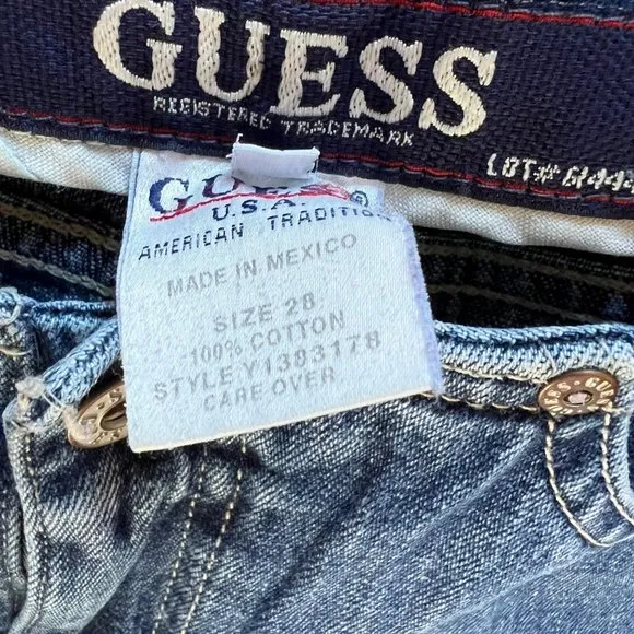 EUC Guess Vintage Denim Bell Bottom Flared 70's Disco jeans Women 28 Y2K‎ - Image 3