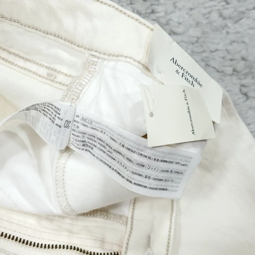 Abercrombie 90s Straight Ultra High Rise Jeans White Cream Size 22 36 Stretch - Image 4