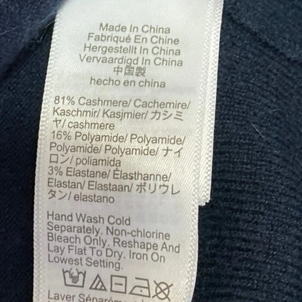 NEW J.Crew Women's Blue Featherweight Cashmere Long Sleeve Crop Polo Shirt Top L Size L - Image 4