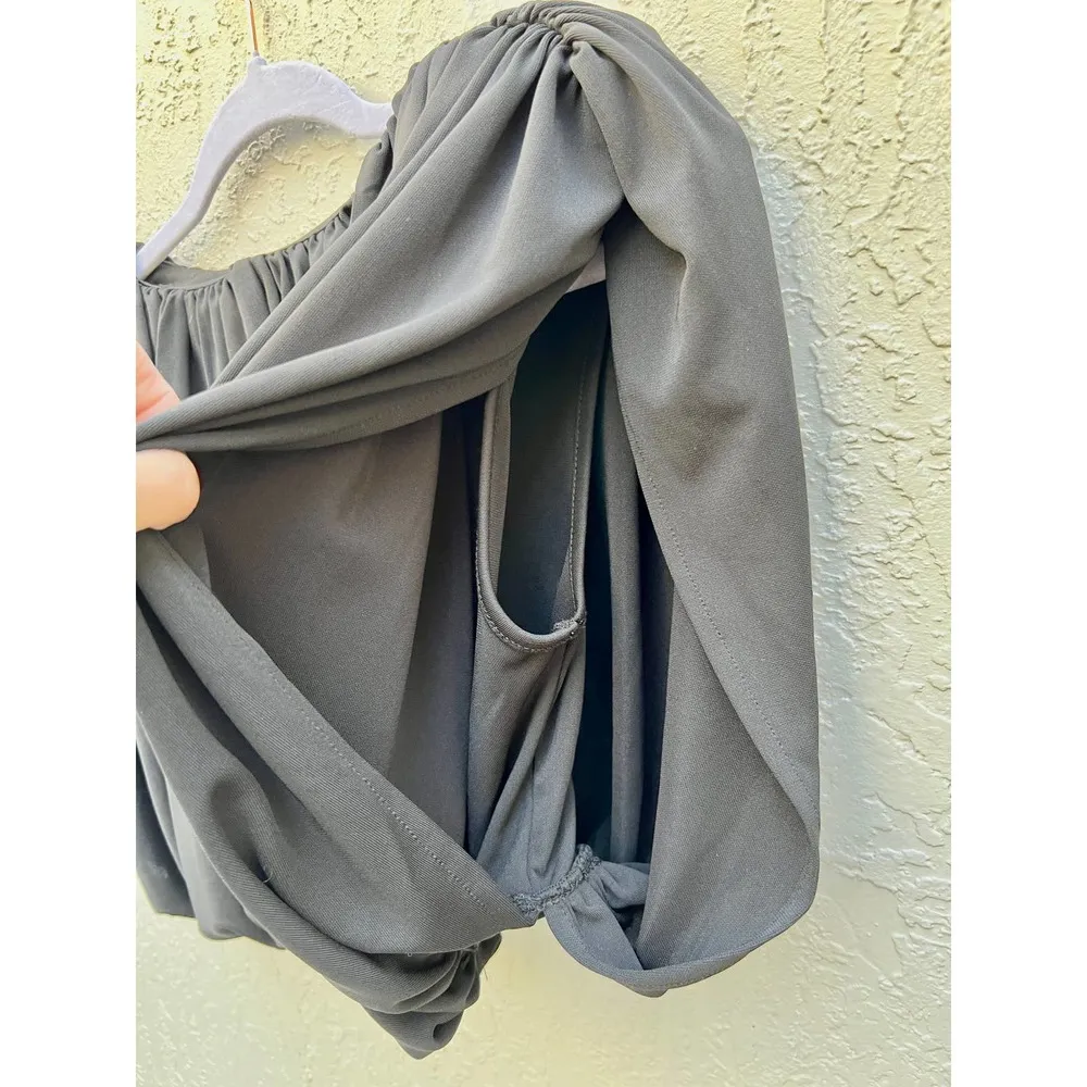 L' Academie Pleated Crepe Julianna Crop Top&Mini Skirt Set Black Womens Size XS - Image 7