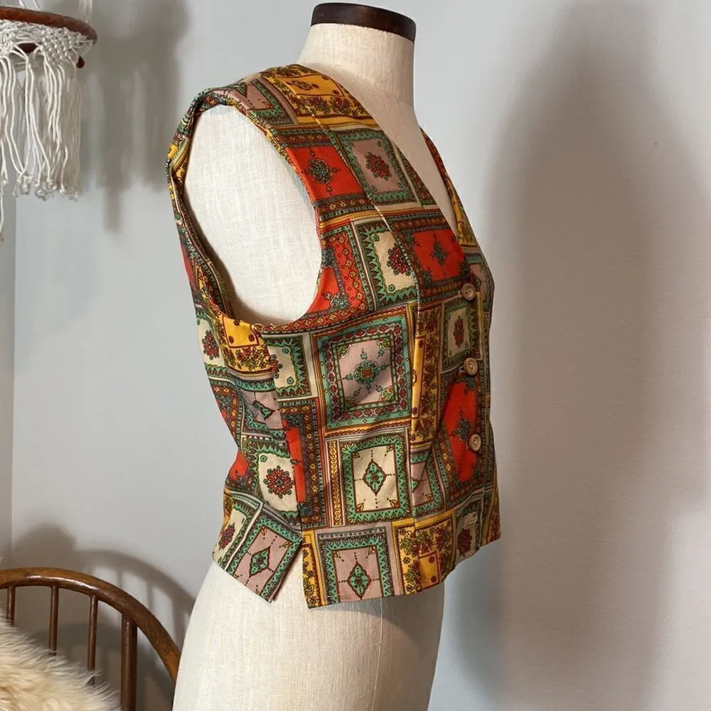 Vintage 70s patchwork inspired vest Red - Image 2