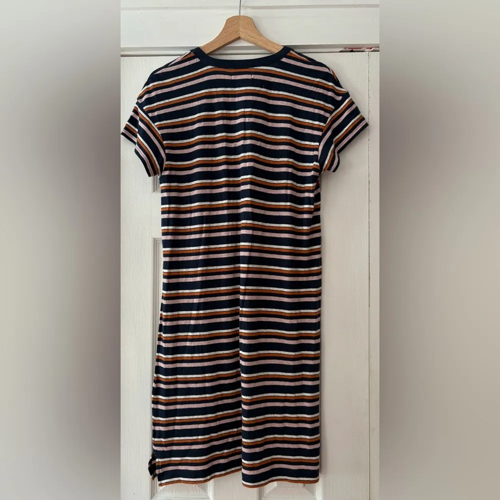 Madewell Striped Navy Orange Pink Henley Dress‎ NWT Size Small Hemp Cotton Blend - Image 7