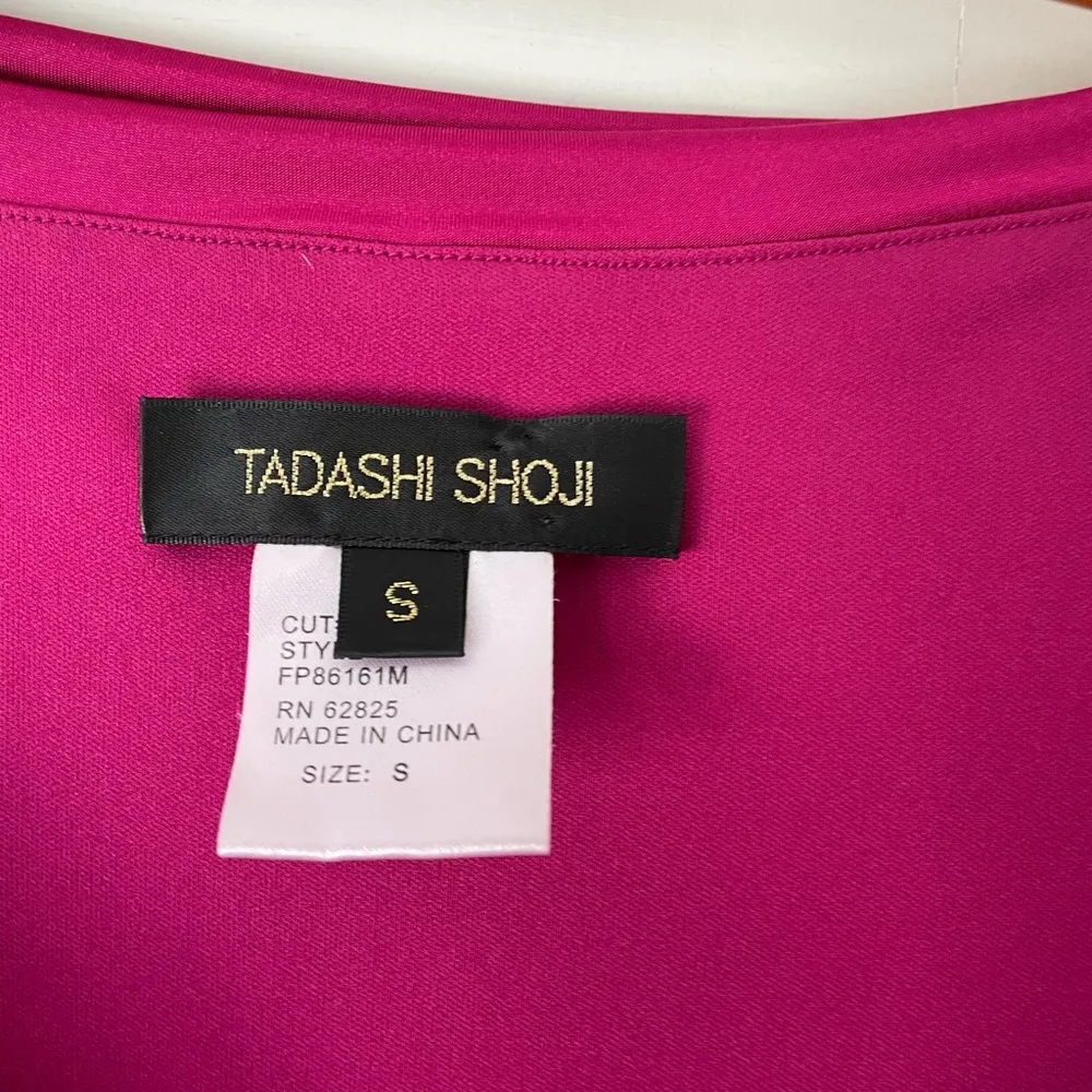 Tadashi Shoji Lipstick Pink Cowl Neck semi formal dress form fitted - Image 3