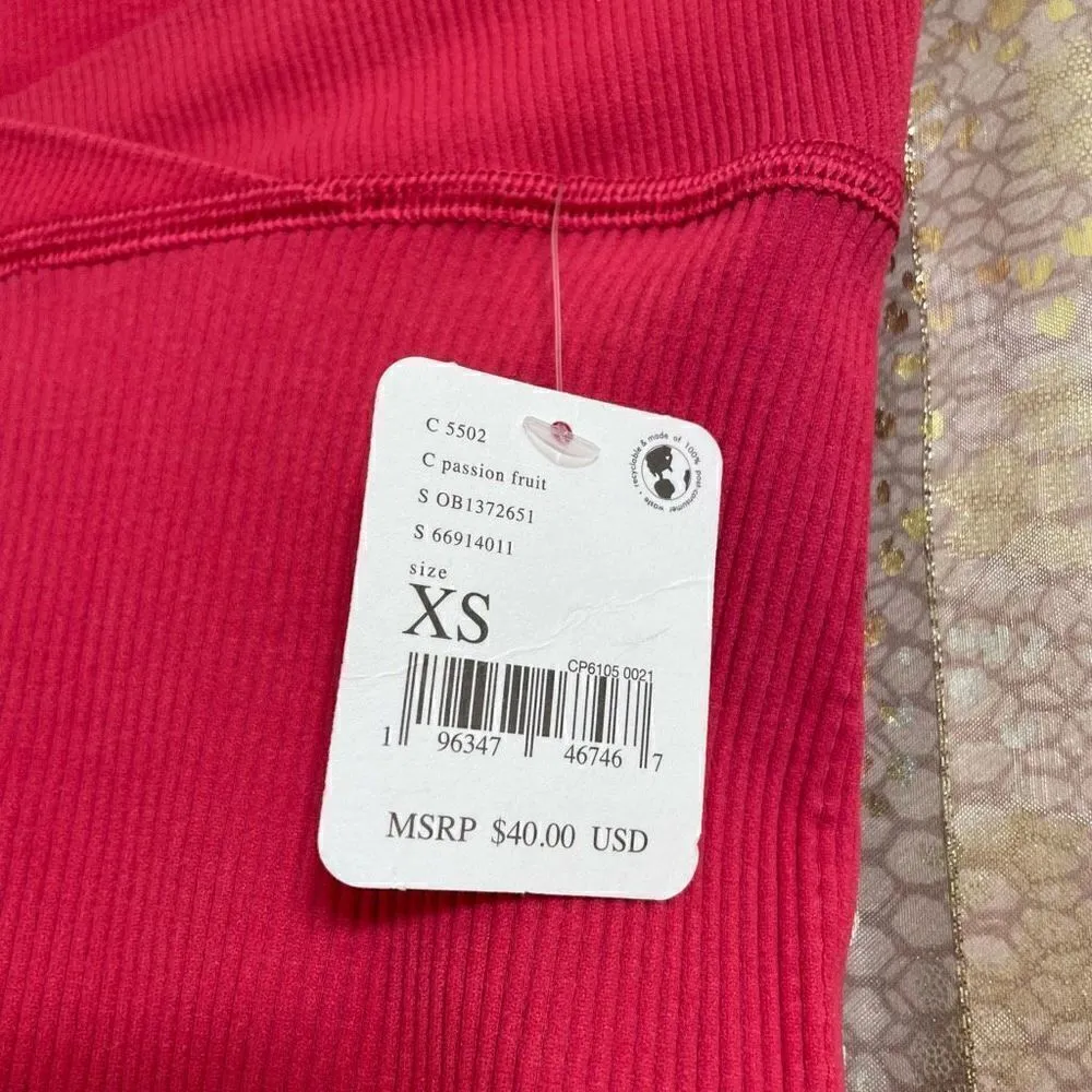 Free People Movement Free Throw Ribbed Hot Pink Bike Shorts Passion Fruit XS - Image 3