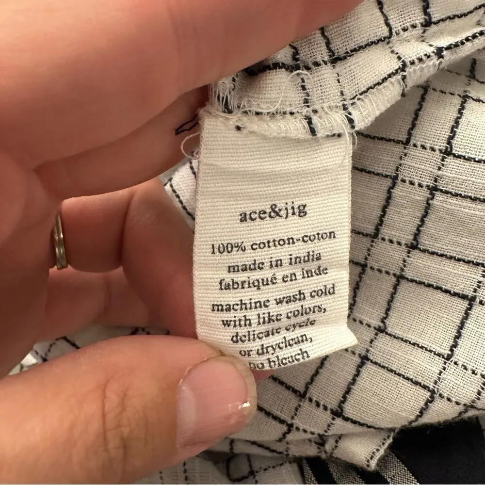 Ace & Jig Anthropologie white and black plaid blouse size small - Image 3