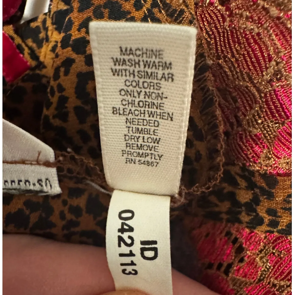 VICTORIA'S SECRET Leopard Print Hot Pink Lace/Velvet Trim Babydoll Camisole Sz L - Image 5