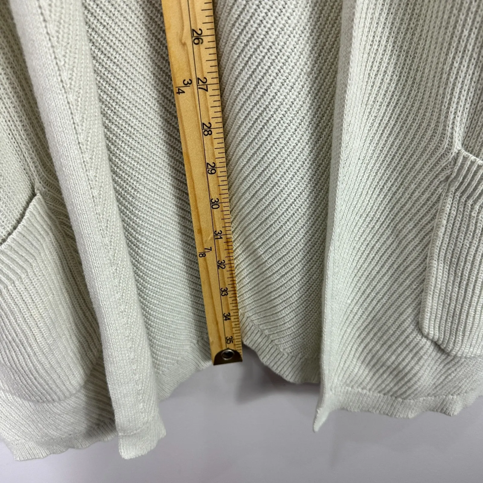 L.L.Bean Cardigan M Ivory Cotton Knit Duster Longline Minimalist Coastal Grandma Size M - Image 5