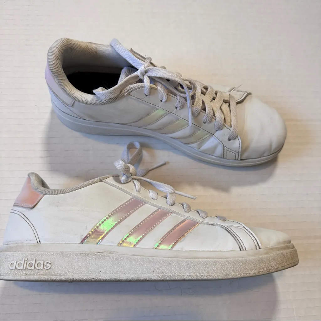 Adidas White Leather Grand Court 2 Sneakers Running Shoes Women’s 7 Athletic - Image 10