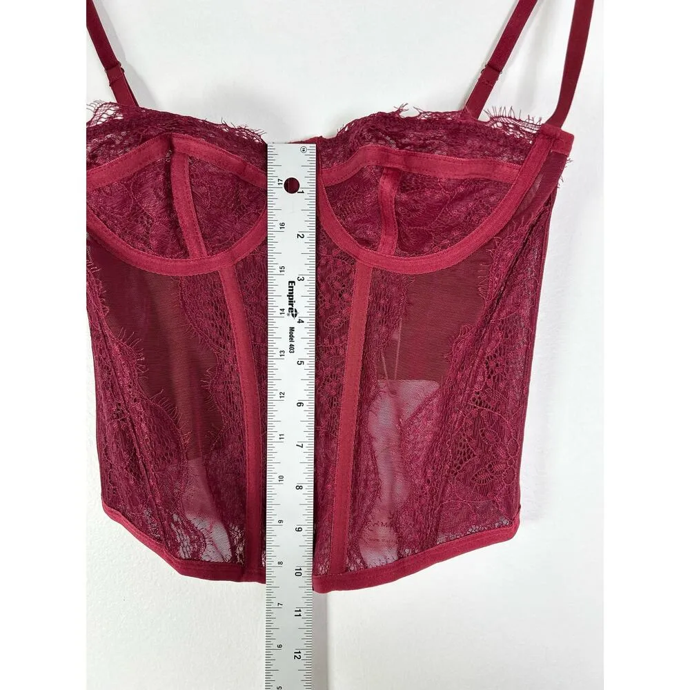 Commense Lace Trim Mesh Corset Top S NWT - Image 3