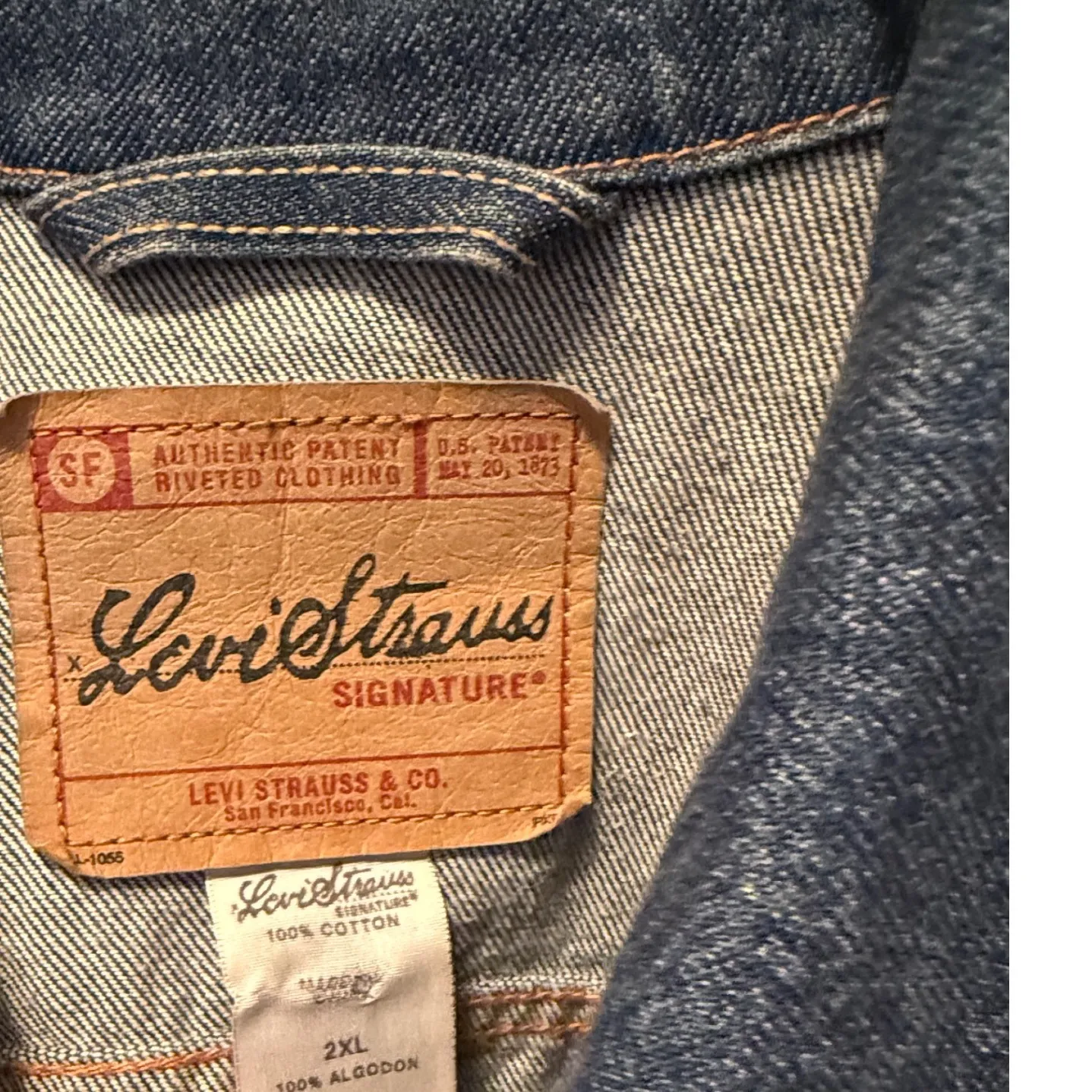 Levi Strauss Signature Mens Denim Jacket Trucker Style Blue Cotton Size 2XL - Image 5