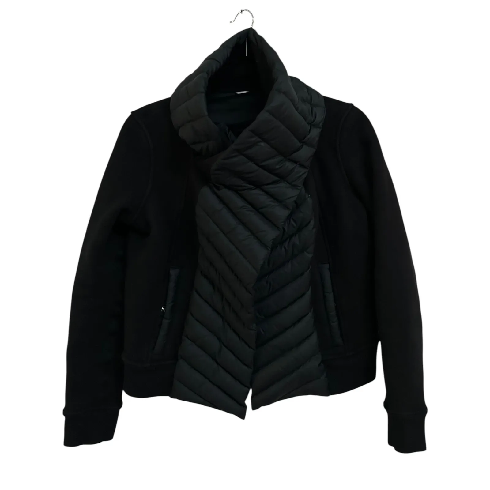 Kit & Ace Black Ella Wrap Cashmere Down Quilted Convertible Collar Jacket Coat Size 4 - Image 5