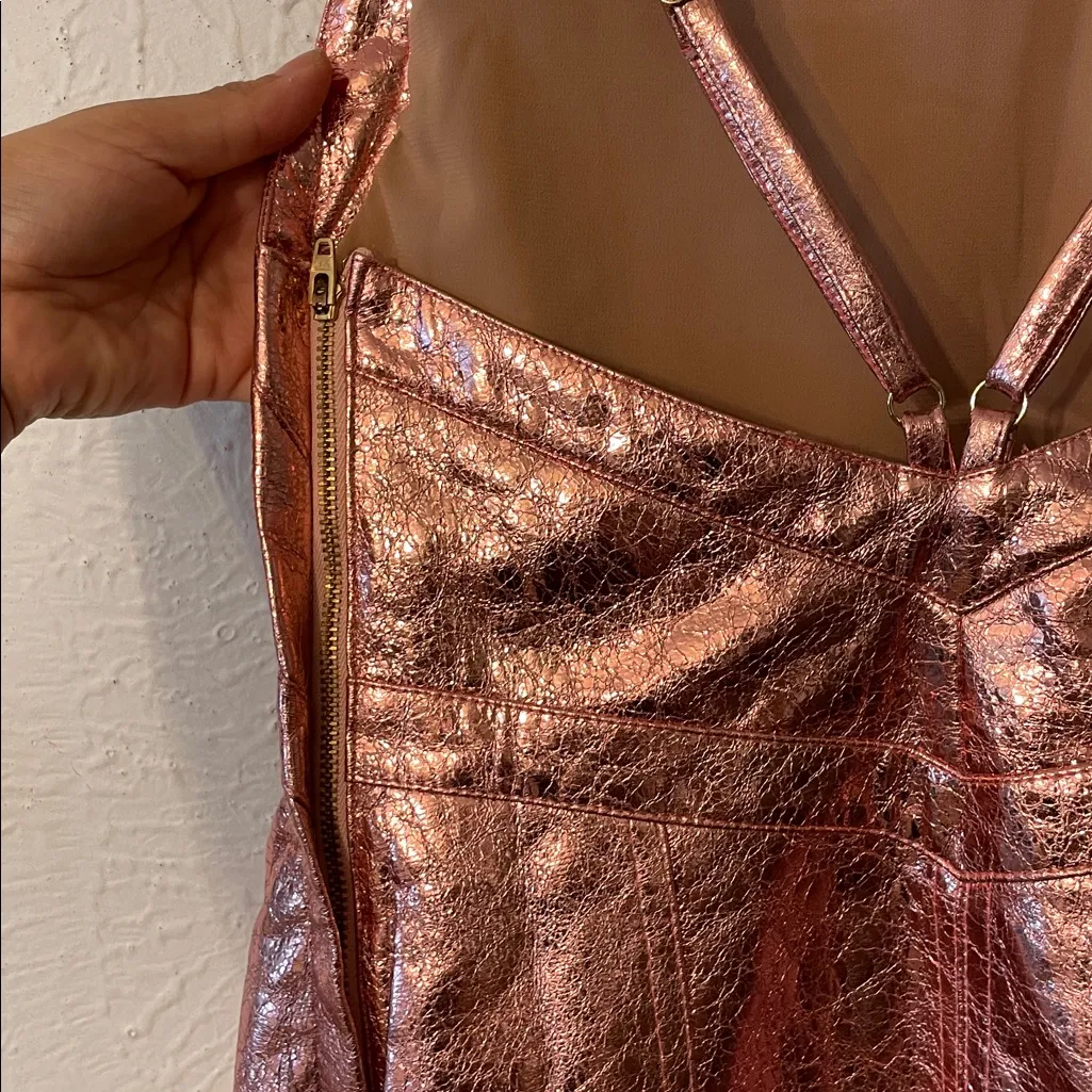 NWT Luna Metallic Mini Dress by for Love & Lemons at Free People, Rose Size XS - Image 5
